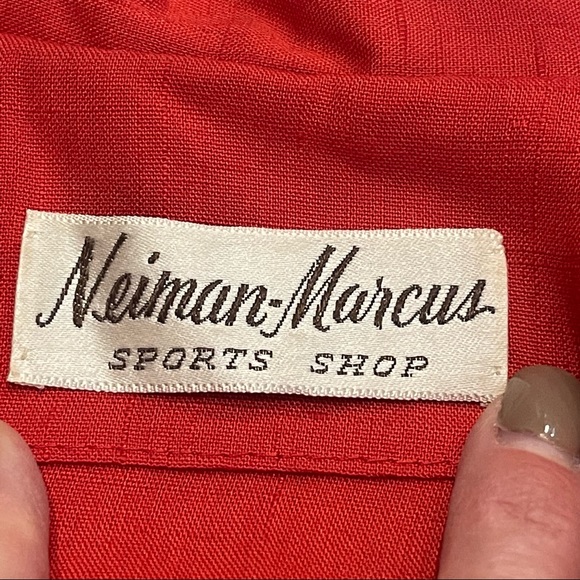 Neiman-Marcus Sports Shop Red Button Up Short Sleeve Dress VINTAGE - Picture 6 of 12